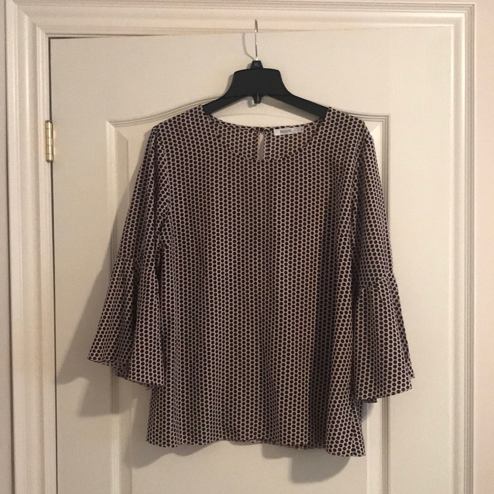 Bell sleeve polka dot blouse
